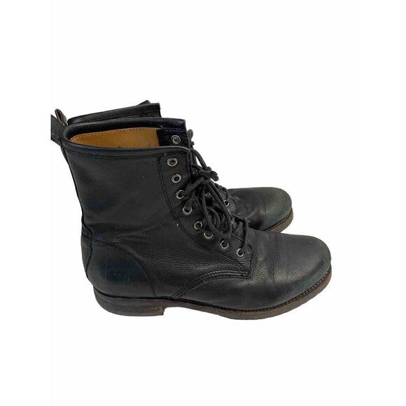 Frye Veronica 3476276 Womens Black Lace Up Leather‎ Combat Boots 9.5M Distressed - Picture 1 of 16
